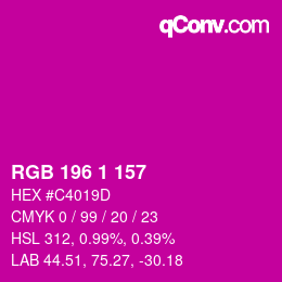 Color code: RGB 196 1 157 | qconv.com