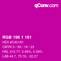 Color code: RGB 196 1 161 | qconv.com