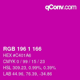 Color code: RGB 196 1 166 | qconv.com
