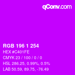 Color code: RGB 196 1 254 | qconv.com