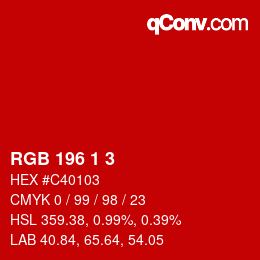 Color code: RGB 196 1 3 | qconv.com