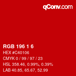 Color code: RGB 196 1 6 | qconv.com