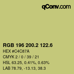 カラーコード: RGB 196 200.2 122.6 | qconv.com