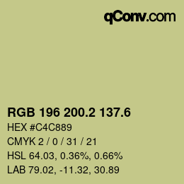 カラーコード: RGB 196 200.2 137.6 | qconv.com