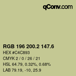 カラーコード: RGB 196 200.2 147.6 | qconv.com