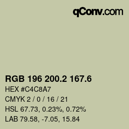 カラーコード: RGB 196 200.2 167.6 | qconv.com