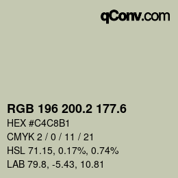 カラーコード: RGB 196 200.2 177.6 | qconv.com