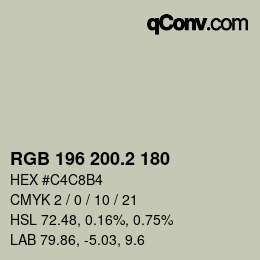 カラーコード: RGB 196 200.2 180 | qconv.com