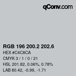 カラーコード: RGB 196 200.2 202.6 | qconv.com