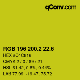 カラーコード: RGB 196 200.2 22.6 | qconv.com