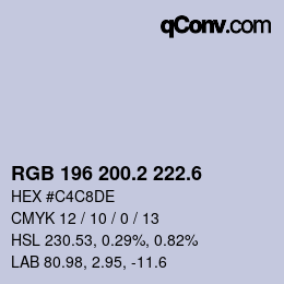 カラーコード: RGB 196 200.2 222.6 | qconv.com