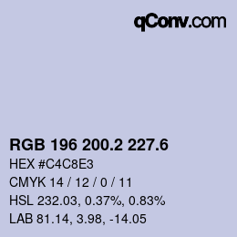 カラーコード: RGB 196 200.2 227.6 | qconv.com