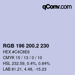 カラーコード: RGB 196 200.2 230 | qconv.com