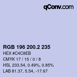 カラーコード: RGB 196 200.2 235 | qconv.com