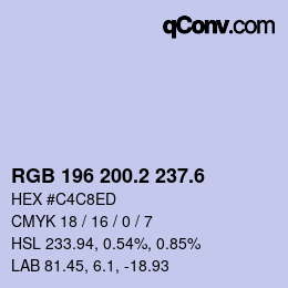 カラーコード: RGB 196 200.2 237.6 | qconv.com