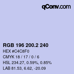 カラーコード: RGB 196 200.2 240 | qconv.com