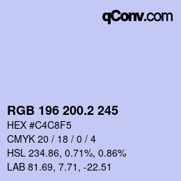 カラーコード: RGB 196 200.2 245 | qconv.com