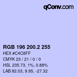 カラーコード: RGB 196 200.2 255 | qconv.com