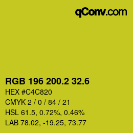カラーコード: RGB 196 200.2 32.6 | qconv.com