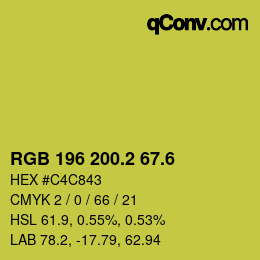カラーコード: RGB 196 200.2 67.6 | qconv.com