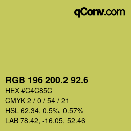 カラーコード: RGB 196 200.2 92.6 | qconv.com