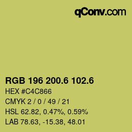 カラーコード: RGB 196 200.6 102.6 | qconv.com