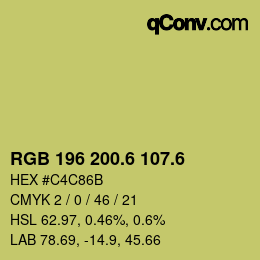 カラーコード: RGB 196 200.6 107.6 | qconv.com