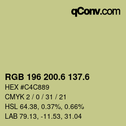 カラーコード: RGB 196 200.6 137.6 | qconv.com