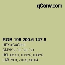 カラーコード: RGB 196 200.6 147.6 | qconv.com