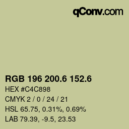 カラーコード: RGB 196 200.6 152.6 | qconv.com