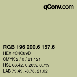 カラーコード: RGB 196 200.6 157.6 | qconv.com