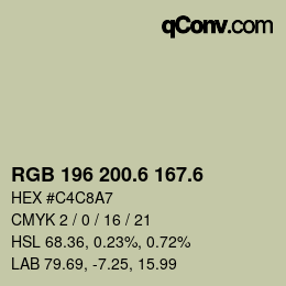 カラーコード: RGB 196 200.6 167.6 | qconv.com