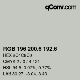 カラーコード: RGB 196 200.6 192.6 | qconv.com
