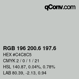 カラーコード: RGB 196 200.6 197.6 | qconv.com