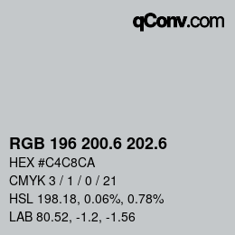 カラーコード: RGB 196 200.6 202.6 | qconv.com