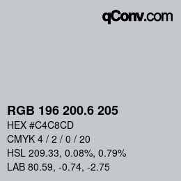 カラーコード: RGB 196 200.6 205 | qconv.com