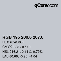 カラーコード: RGB 196 200.6 207.6 | qconv.com