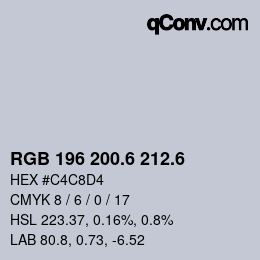 カラーコード: RGB 196 200.6 212.6 | qconv.com