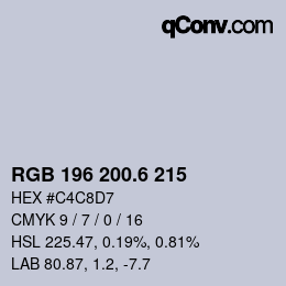 カラーコード: RGB 196 200.6 215 | qconv.com