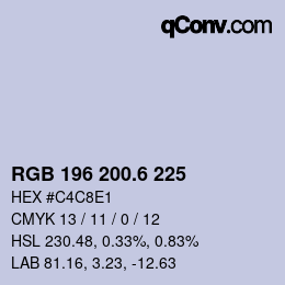 カラーコード: RGB 196 200.6 225 | qconv.com
