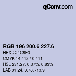 カラーコード: RGB 196 200.6 227.6 | qconv.com