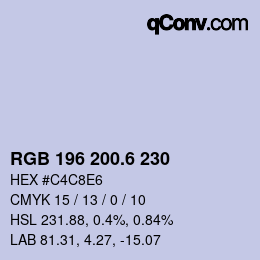 カラーコード: RGB 196 200.6 230 | qconv.com