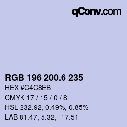 カラーコード: RGB 196 200.6 235 | qconv.com
