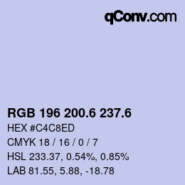 カラーコード: RGB 196 200.6 237.6 | qconv.com