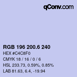 カラーコード: RGB 196 200.6 240 | qconv.com