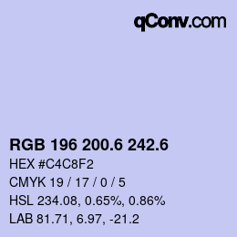 カラーコード: RGB 196 200.6 242.6 | qconv.com