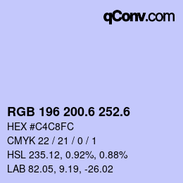 カラーコード: RGB 196 200.6 252.6 | qconv.com