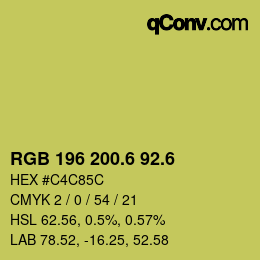 カラーコード: RGB 196 200.6 92.6 | qconv.com