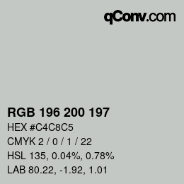カラーコード: RGB 196 200 197 | qconv.com