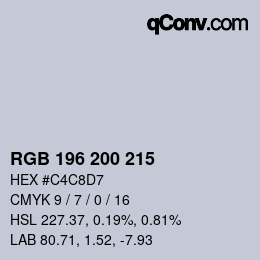 Farbcode: RGB 196 200 215 | qconv.com